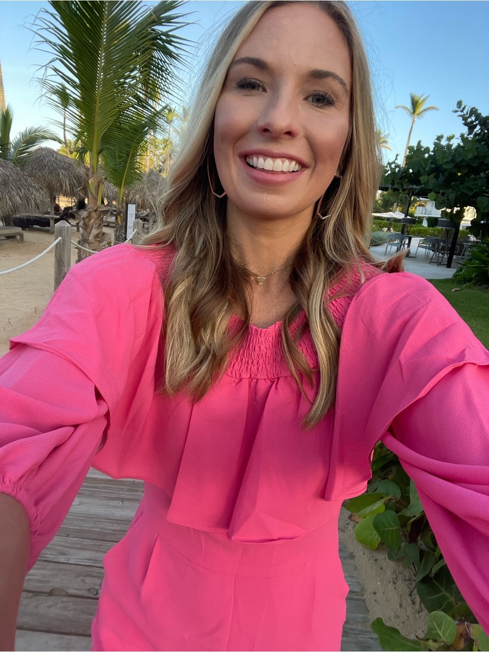 1. State Pink Off-Shoulder Ruffle Romper - Picture 2 of 2